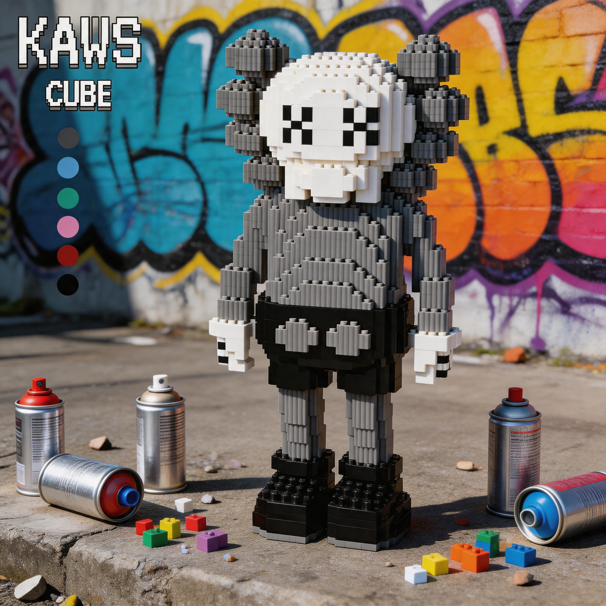 カウズ  KAWS Companion Gray : Nanoblock グレー ナノブロック「360mm」0905-7